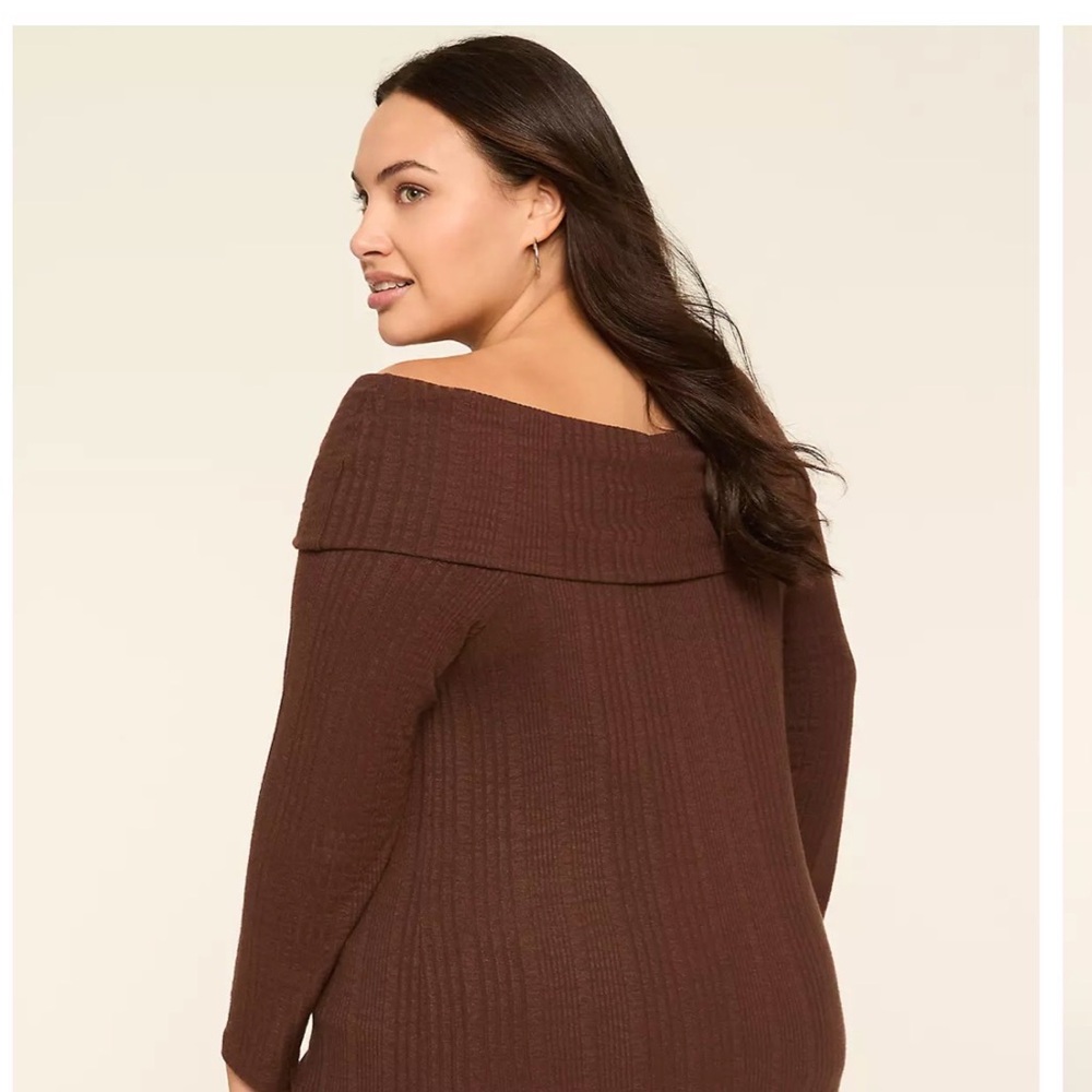 Lane Bryant Chocolate Off-Shoulder Sweater